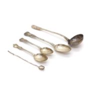 A collection of silver spoons,