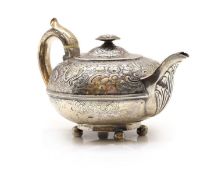 A George III silver teapot,