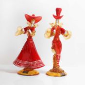 A pair of Murano-style figures,