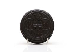 A commemorative London Bridge carved oak snuffbox,