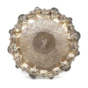 A Victorian silver waiter,