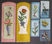 A collection of seven Zanzibari glass panels,