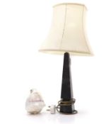 A faux marble table lamp,