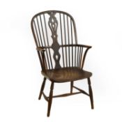 An elm and ash Windsor armchair,