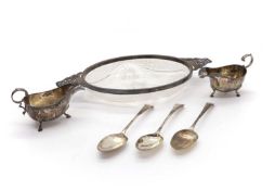 Three Georgian silver Old English pattern tablespoons,
