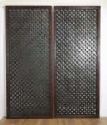 A pair of Chinese elm panel screens,