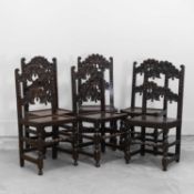 A composed set of six oak Derbyshire chairs,