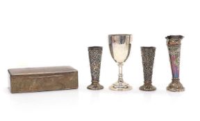 A collection of silver items,