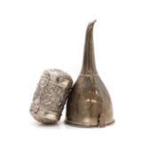 A George III silver wine funnel,