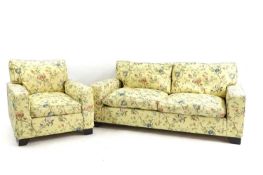 A settee and matching armchair,