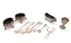 A collection of silver items,