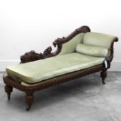 A Victorian mahogany chaise lounge,