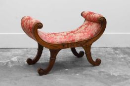 A William IV style mahogany bench,