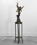 A spelter figural table lamp,