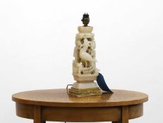 A Chinese carved hardstone table lamp,
