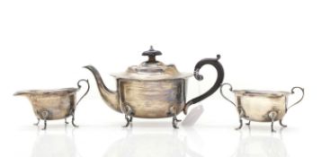 A three part silver tea service,