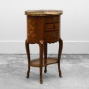 A French marquetry and kingwood petite commode,