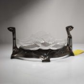 A WMF style Art Nouveau white metal and glass centrepiece,