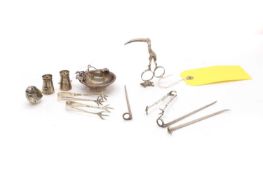 A collection of silver items,