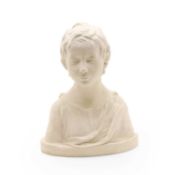 A plaster bust of a child,
