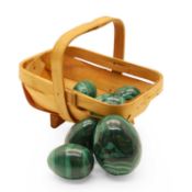 A group of malachite eggs,