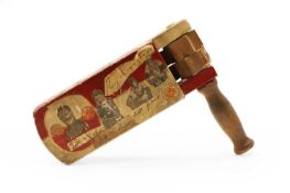 A painted pine and beech Speedway rattle