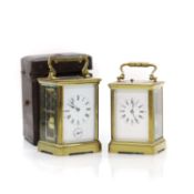 A Victorian brass gong strike carriage clock,