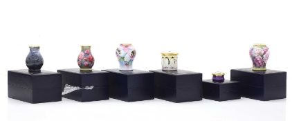A group of six Moorcroft enamelled items,