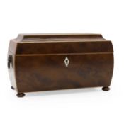 A George III yew and boxwood-strung tea caddy,