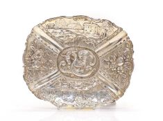 A Dutch/German repoussé silver dish,