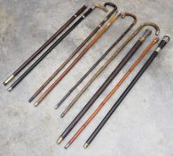 A collection of sword sticks and canes,