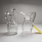Two cut glass claret jugs,