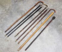 A collection of sword sticks and canes,