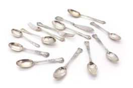 A collection of flatware,