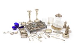 A collection of silver items,
