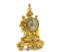 A French gilt metal mantel clock,