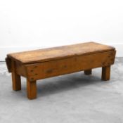 A pitch pine pig bench coffee table,
