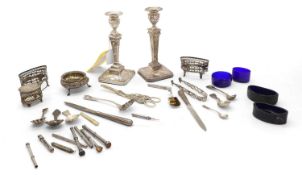 A collection of silver items,