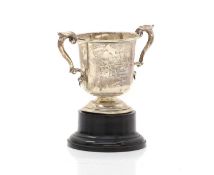 A silver trophy cup,