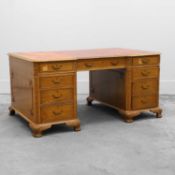 An oak pedestal desk,