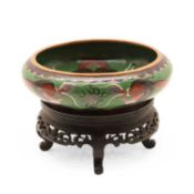 A Chinese cloisonné bowl on stand,