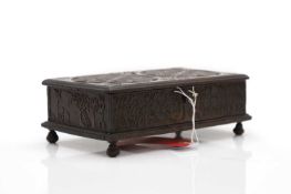 A Dutch carved oak marriage box,