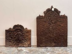 A cast iron fire back,