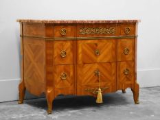 A French Louis XVI-style kingwood, oak, gilt metal mounted commode,