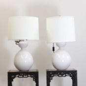 A pair of ceramic lamps,