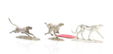 Three silver models of cheetahs by Patrick Mavros,