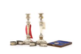 A pair of Continental silver candlesticks,