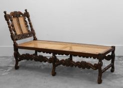 A Carolean style walnut daybed,
