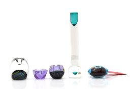A group five Murano glass candlesticks,