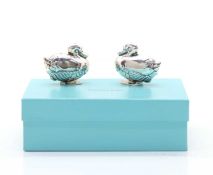 A pair of silver novelty salt and pepper by Tiffany & Co,
